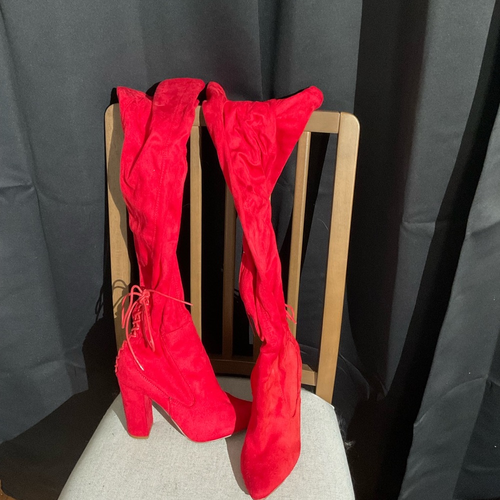 Women's Red Knee-High Boots